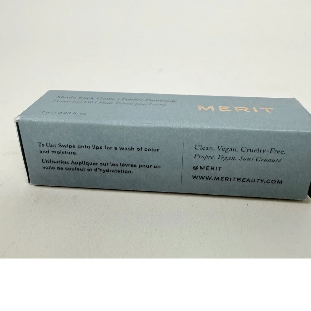 MERIT Shade Slick Gelee Tinted Lip Oil Les Deux Hydrating Sheer 7ml Vegan New